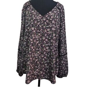 Reitmans Floral Blouse With Subtle Cutouts And Cute Buttons Size XL